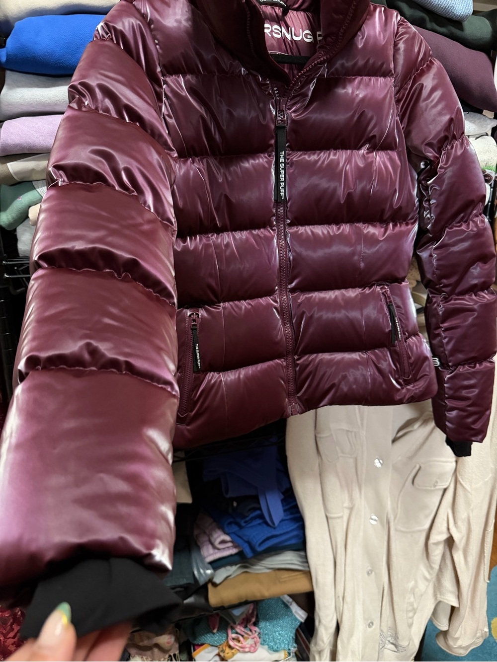 Aritzia Burgundy Iridescent Superpuff Jacket - Picture 8 of 10